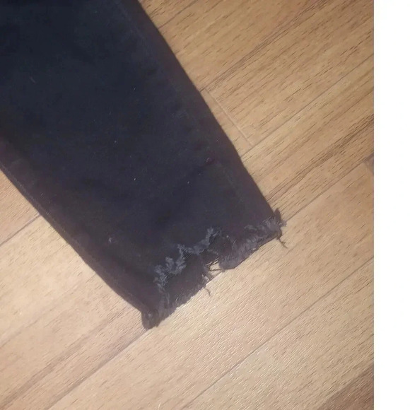 Black Kancan Skinny Jeans Distressed Hem Button Fly Size 9 - Picture 3 of 4